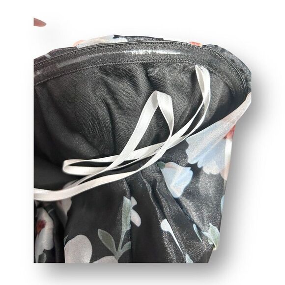 Lulus S Black White Floral Strapless Organza Maxi Dress Corset Wedding Guest - Picture 8 of 11